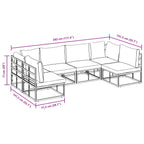 Conjunto de sofás de jardín con cojín 6 pcs Negro Aluminio