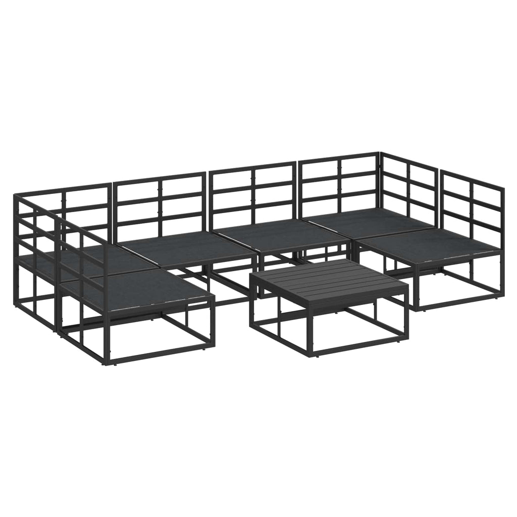 Conjunto de sofás de jardín con cojín 7 pcs Negro Aluminio