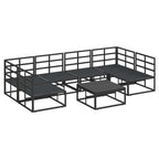 Conjunto de sofás de jardín con cojín 7 pcs Negro Aluminio