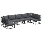 Conjunto de sofás de jardín con cojín 7 pcs Negro Aluminio