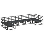 Conjunto de sofás de jardín con cojín 7 pcs Negro Aluminio