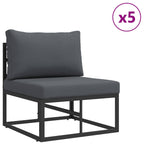 Conjunto de sofás de jardín con cojín 7 pcs Negro Aluminio