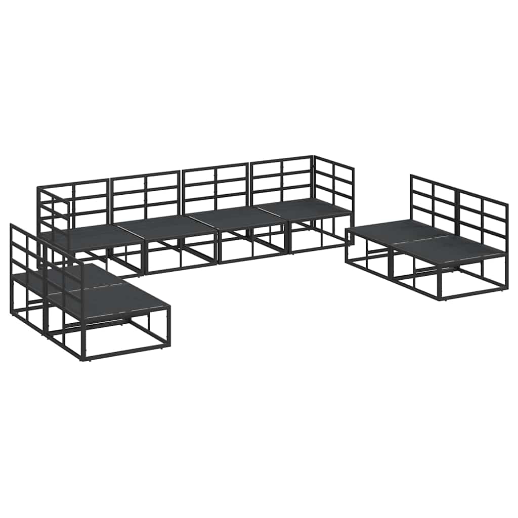 Conjunto de sofás de jardín con cojín 8 pcs Negro Aluminio