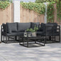 Garden Sofa Set with Cushions 4 pcs Black Aluminium