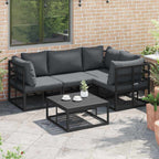 Conjunto de sofás de jardín con cojín 4 pcs Negro Aluminio