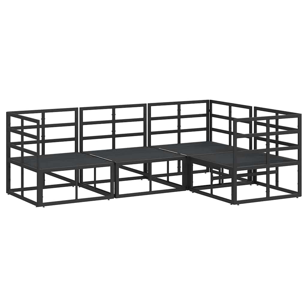 Conjunto de sofás de jardín con cojín 4 pcs Negro Aluminio