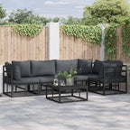 Conjunto de sofás de jardín con cojín 5 pcs Negro Aluminio