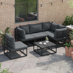Conjunto de sofás de jardín con cojín 5 pcs Negro Aluminio