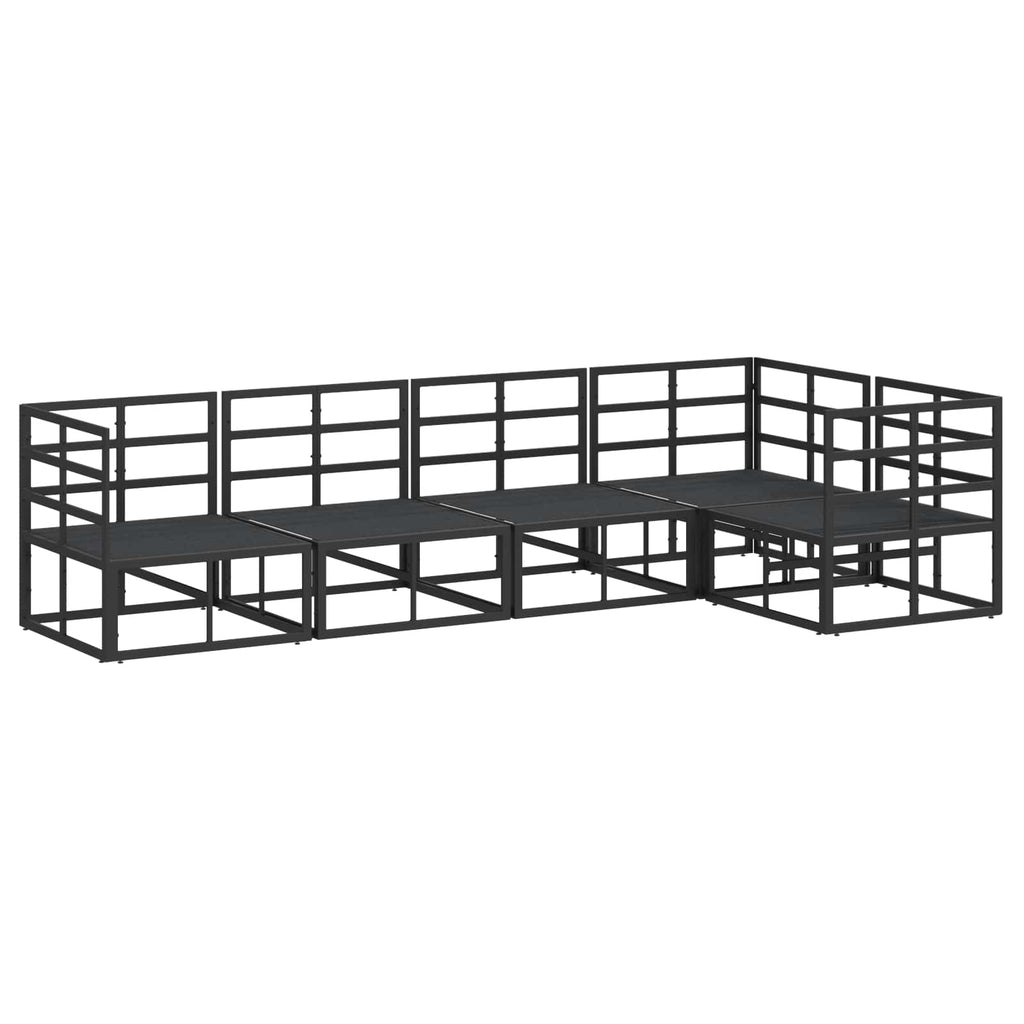 Conjunto de sofás de jardín con cojín 5 pcs Negro Aluminio