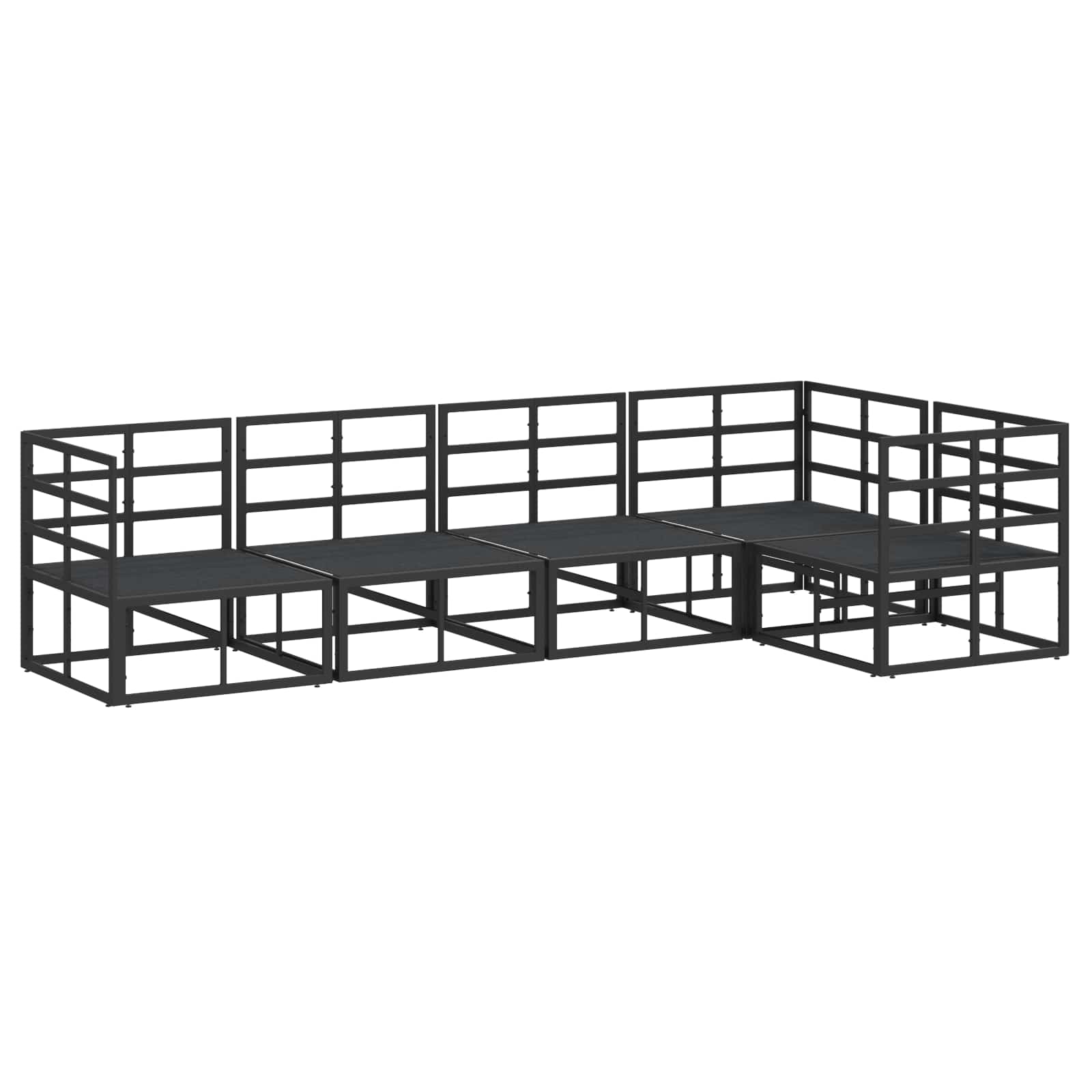 Conjunto de sofás de jardín con cojín 5 pcs Negro Aluminio