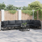 Conjunto de sofás de jardín con cojín 6 pcs Negro Aluminio