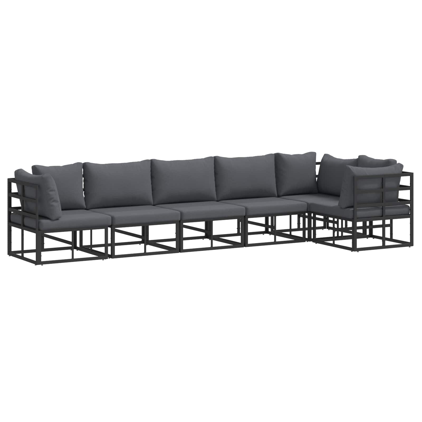 Conjunto de sofás de jardín con cojín 6 pcs Negro Aluminio
