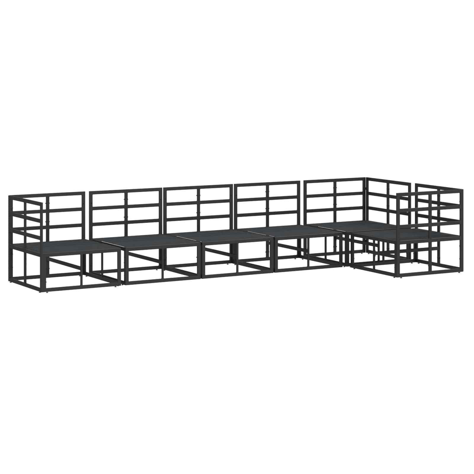 Conjunto de sofás de jardín con cojín 6 pcs Negro Aluminio