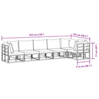 Conjunto de sofás de jardín con cojín 6 pcs Negro Aluminio