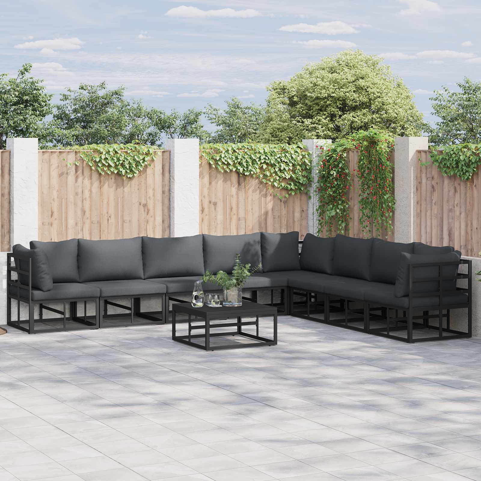 Conjunto de sofás de jardín 7 pcs Beige ratán sintético