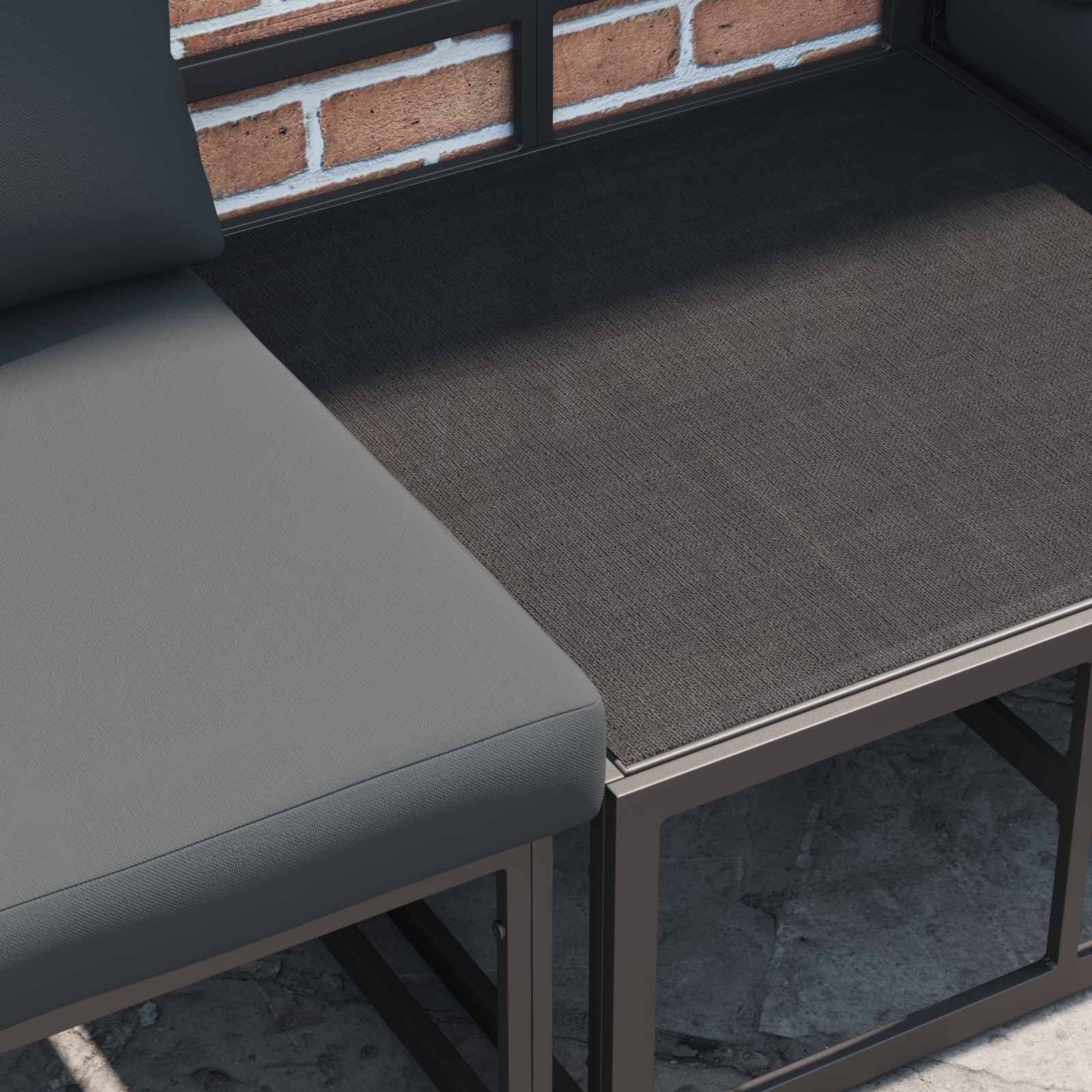Conjunto de sofás de jardín con cojín 10 pcs Negro Aluminio
