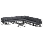 Conjunto de sofás de jardín con cojín 10 pcs Negro Aluminio