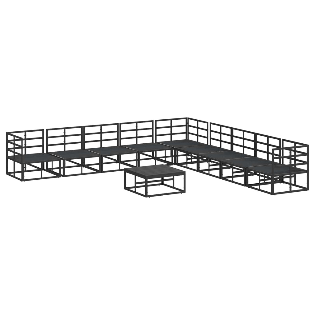 Conjunto de sofás de jardín con cojín 10 pcs Negro Aluminio