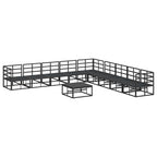 Conjunto de sofás de jardín con cojín 10 pcs Negro Aluminio