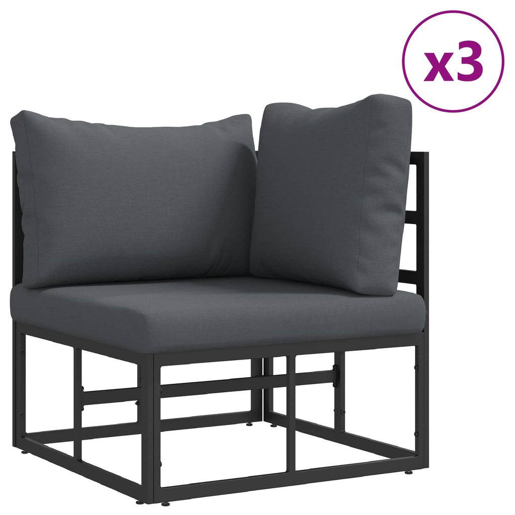 Conjunto de sofás de jardín con cojín 10 pcs Negro Aluminio
