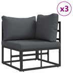 Conjunto de sofás de jardín con cojín 10 pcs Negro Aluminio