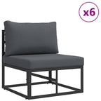 Conjunto de sofás de jardín con cojín 10 pcs Negro Aluminio