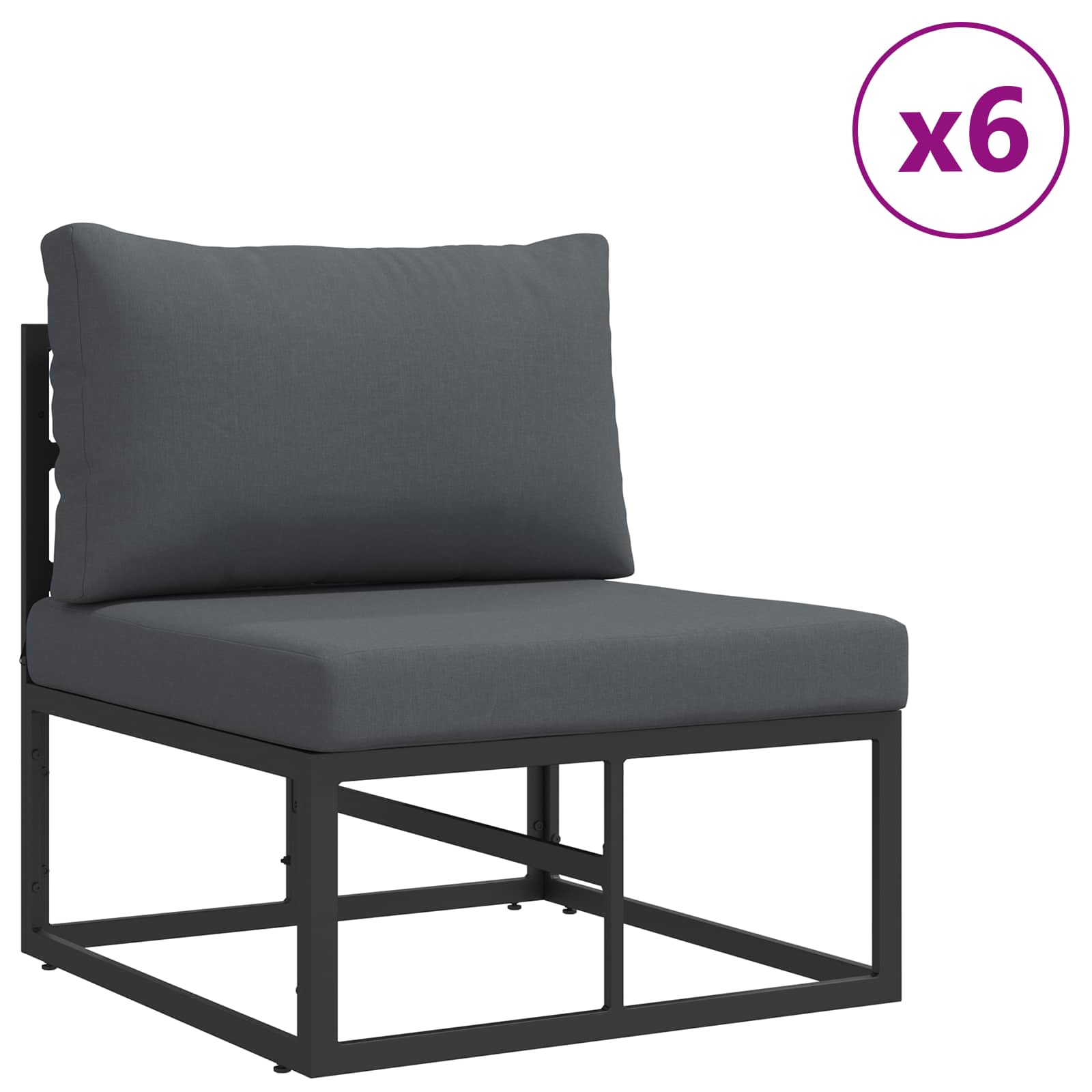 Conjunto de sofás de jardín con cojín 10 pcs Negro Aluminio