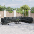 Conjunto de sofás de jardín con cojín 10 pcs Negro Aluminio