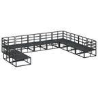Conjunto de sofás de jardín con cojín 10 pcs Negro Aluminio
