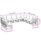 Conjunto de sofás de jardín con cojín 10 pcs Negro Aluminio