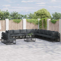 Conjunto de sofás de jardín con cojín 11 pcs Negro Aluminio
