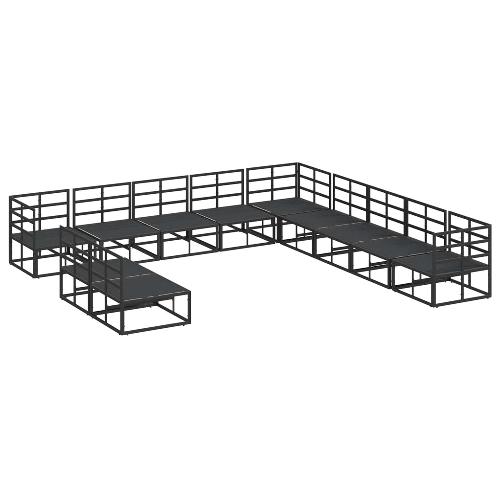 Conjunto de sofás de jardín con cojín 11 pcs Negro Aluminio