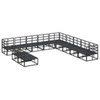 Conjunto de sofás de jardín con cojín 11 pcs Negro Aluminio