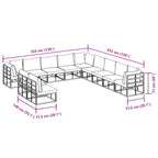 Conjunto de sofás de jardín con cojín 11 pcs Negro Aluminio