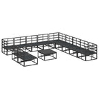 Conjunto de sofás de jardín con cojín 12 pcs Negro Aluminio