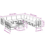 Conjunto de sofás de jardín con cojín 12 pcs Negro Aluminio