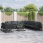 Conjunto de Sofás de Jardim com Almofadão 10 pcs Preto Alumínio