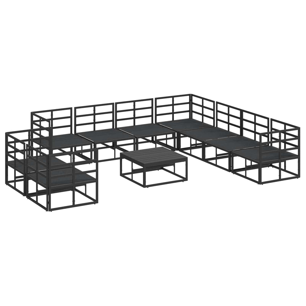 Conjunto de sofás de jardín con cojín 10 pcs Negro Aluminio