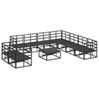 Conjunto de sofás de jardín con cojín 10 pcs Negro Aluminio