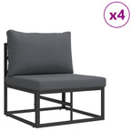 Conjunto de sofás de jardín con cojín 10 pcs Negro Aluminio