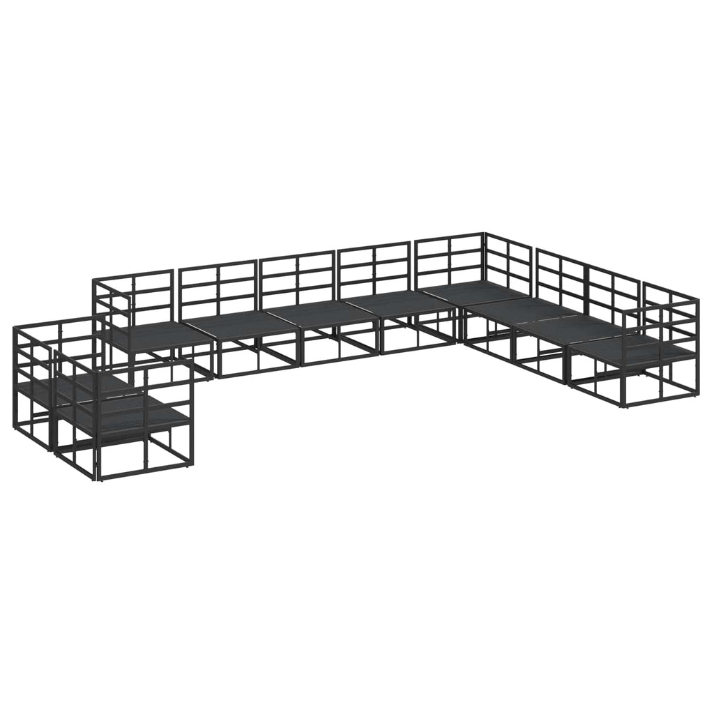 Conjunto de sofás de jardín con cojín 10 pcs Negro Aluminio
