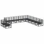 Conjunto de sofás de jardín con cojín 11 pcs Negro Aluminio