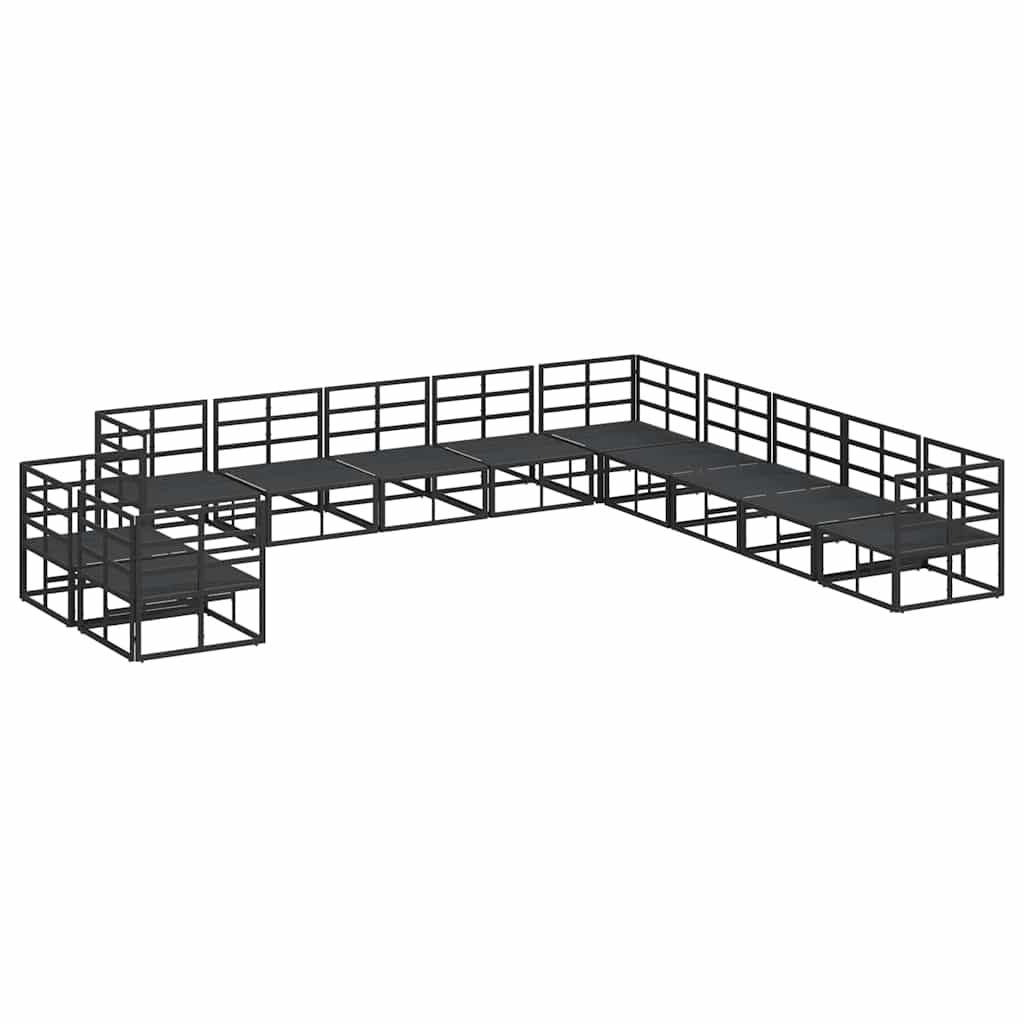 Conjunto de sofás de jardín con cojín 11 pcs Negro Aluminio