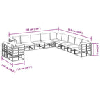 Conjunto de sofás de jardín con cojín 11 pcs Negro Aluminio