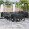 Conjunto de sofás de jardín con cojín 8 pcs Negro Aluminio