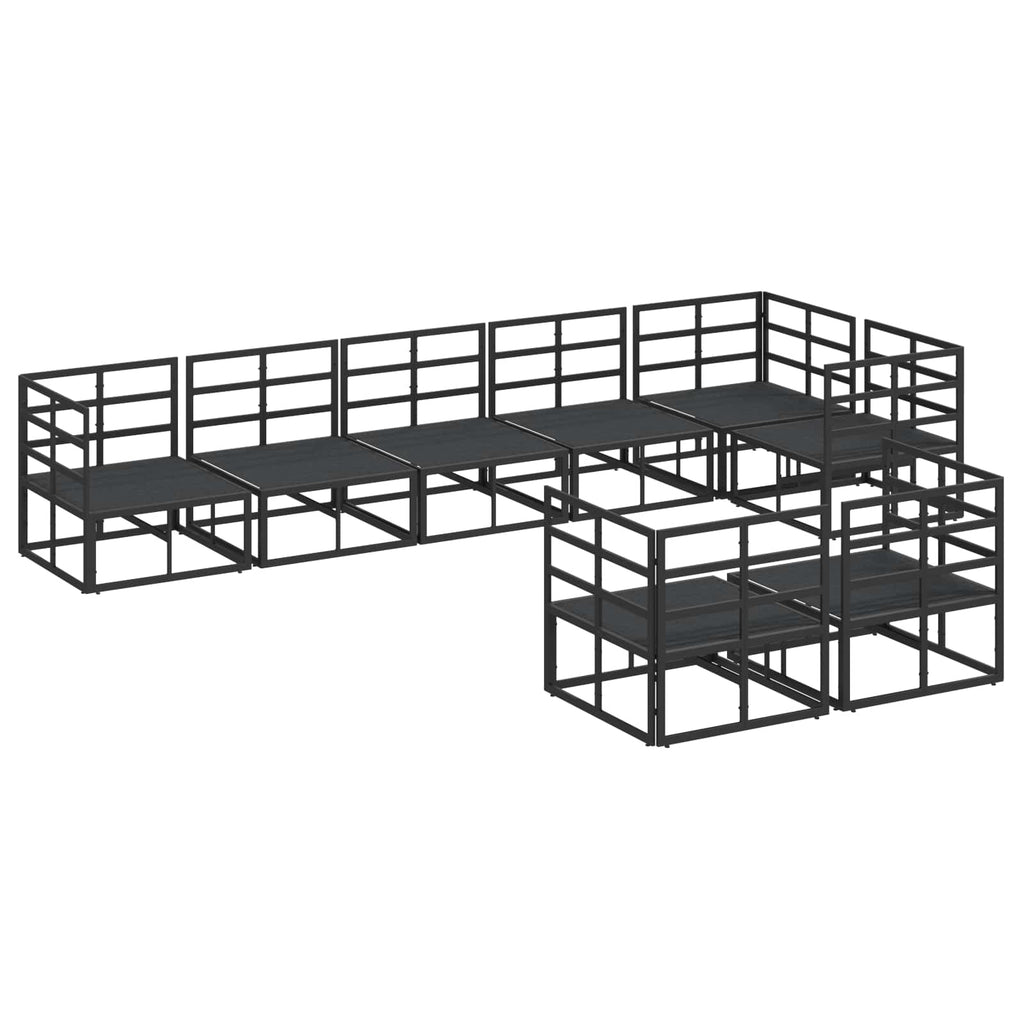 Conjunto de sofás de jardín con cojín 8 pcs Negro Aluminio