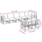 Conjunto de sofás de jardín con cojín 8 pcs Negro Aluminio