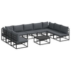 Conjunto de sofás de jardín con cojín 10 pcs Negro Aluminio