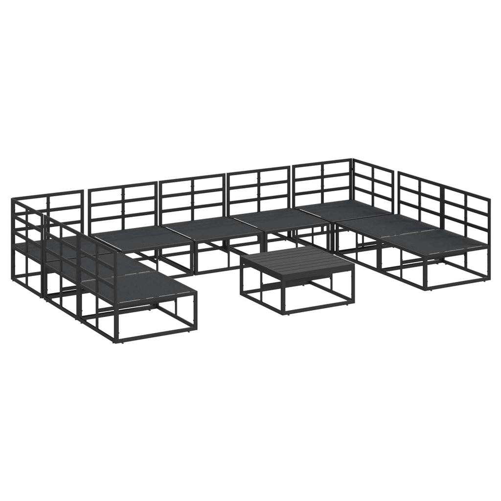 Conjunto de sofás de jardín con cojín 10 pcs Negro Aluminio