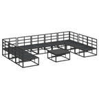 Conjunto de sofás de jardín con cojín 10 pcs Negro Aluminio